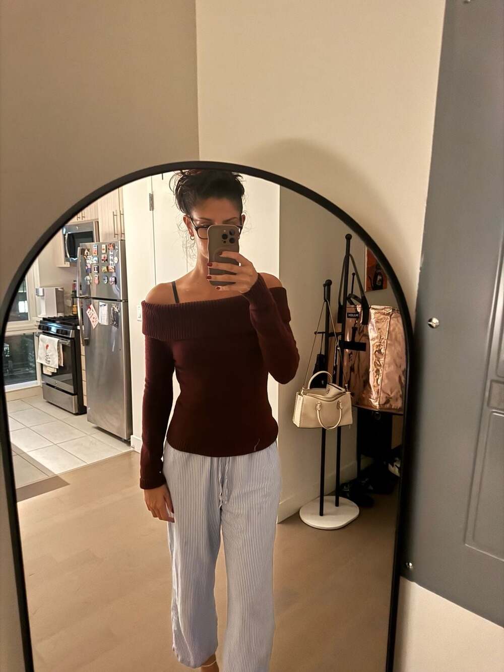 PRETTYGARDEN Off The Shoulder Sweater Size S Burgundy